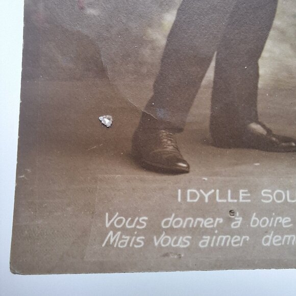 Idylle Sous Bois Antique Postcard Lover Scene French Writing Sentimental Wedding - Picture 5 of 9